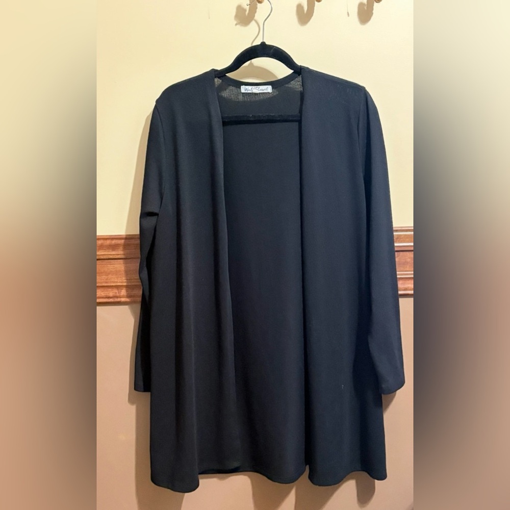 Elegant Black Open Front Cardigan
